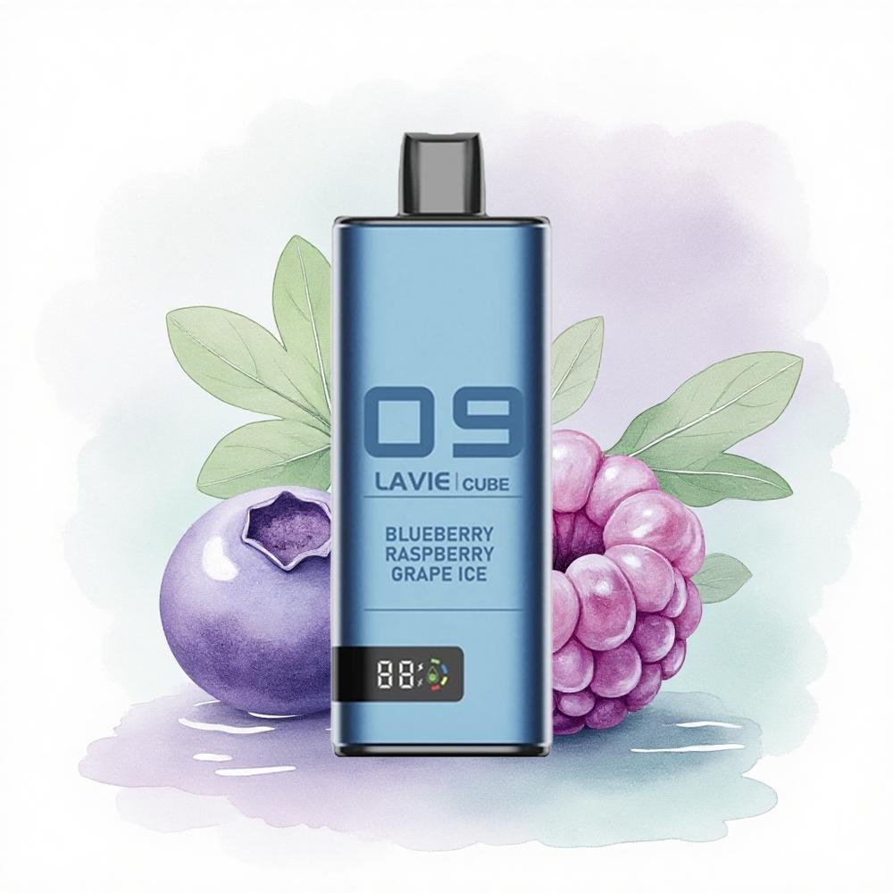 Lavie Cube 20000 Puffs Yaban Mersini Ahududu Üzüm Buz 5% Nikotin 600mAh