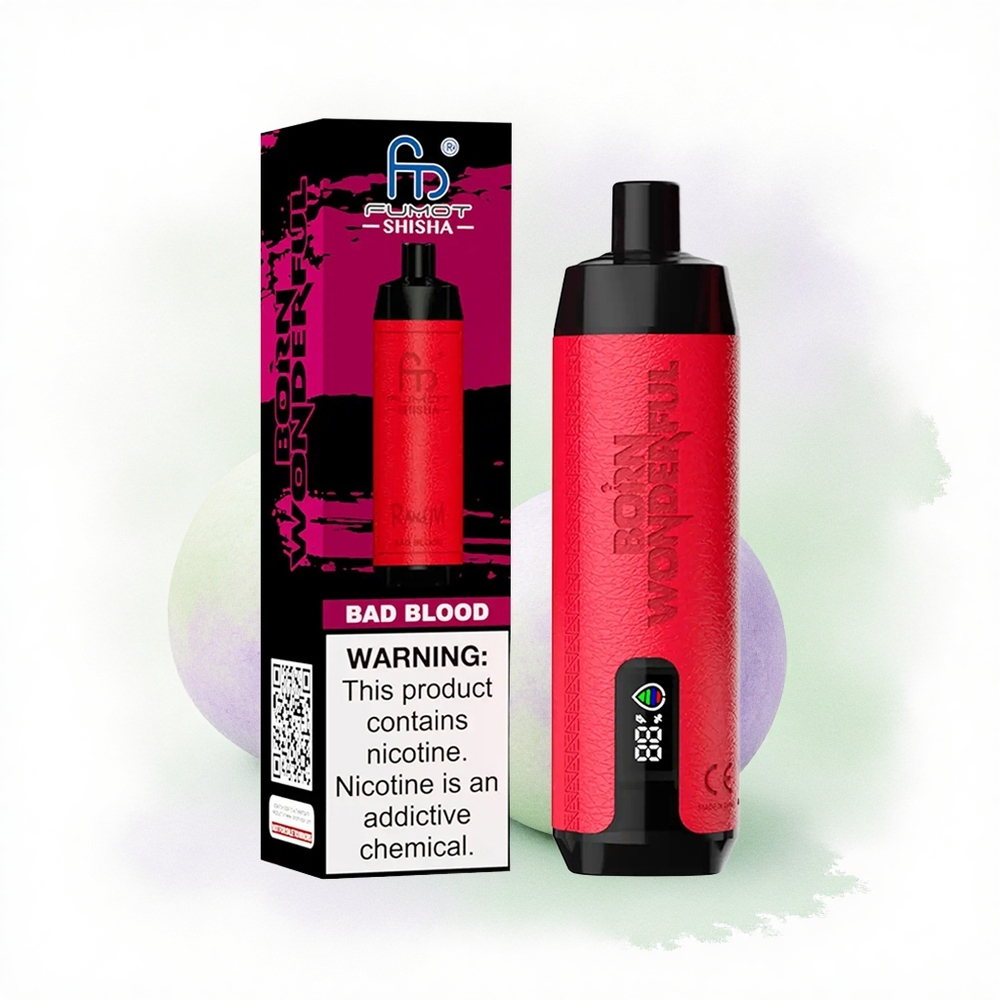 RandM Fumot Shisha 10000 Puffs Kötü Kan LED Göstergeli 0.6ohm Mesh 850mAh