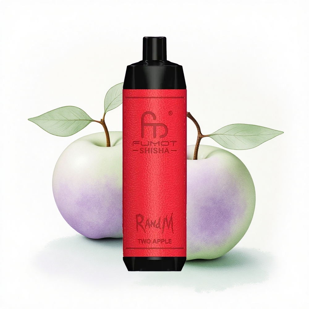 RandM Fumot Shisha 10000 Puffs İki Elma LED Göstergeli 850 mAh 0.5% Nikotin