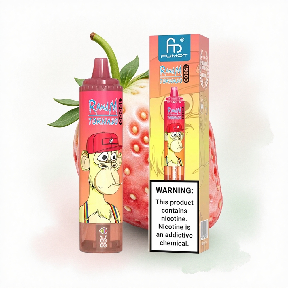 RandM Fumot Tornado 15000 Puffs Çilek Kırmızı Boğa 25ml 850mAh Mesh