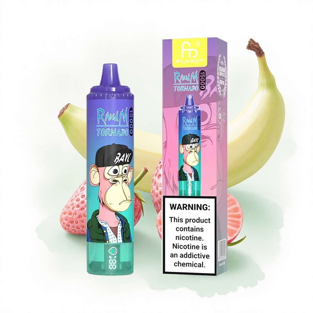 RandM Fumot Tornado 15000 Puffs Çilek Muz 25ml 850mAh Mesh