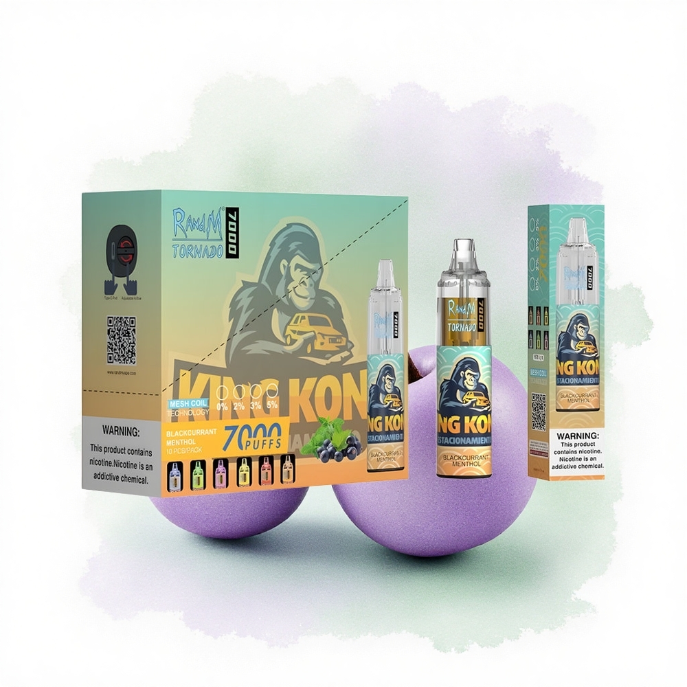 RandM Fumot Tornado 7000 Puffs Siyah Frenk Üzümü Mentollü 850mAh Tip-C