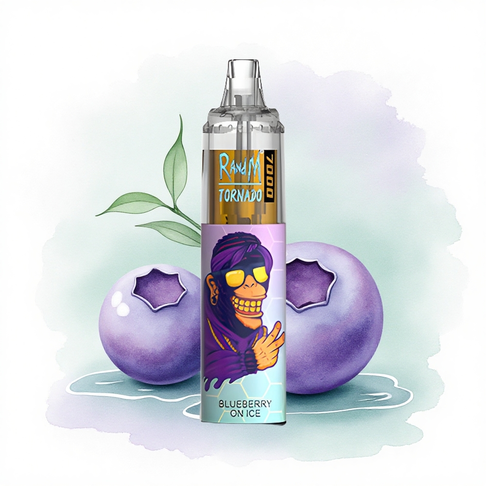 RandM Fumot Tornado 7000 Puffs Yabanmersini Buz Üstü 850 mAh Mesh Coil