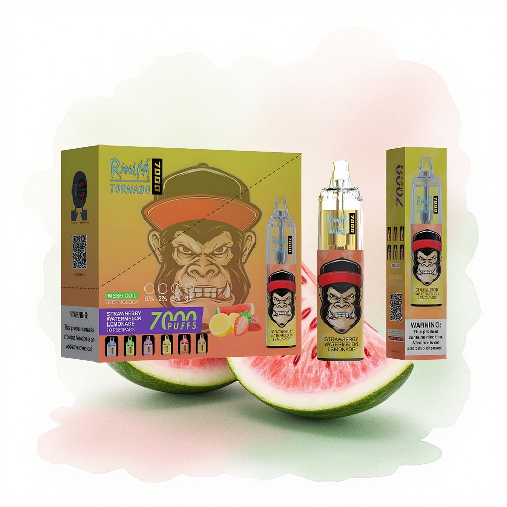 RandM Fumot Tornado 7000 Puffs Çilek Karpuz Limonata 850 mAh Mesh Coil Tip-C Port