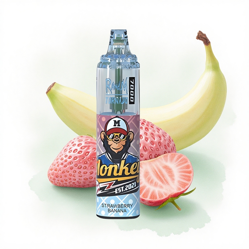 RandM Fumot Tornado 7000 Puffs Çilek Muz 850mAh Mesh Coil