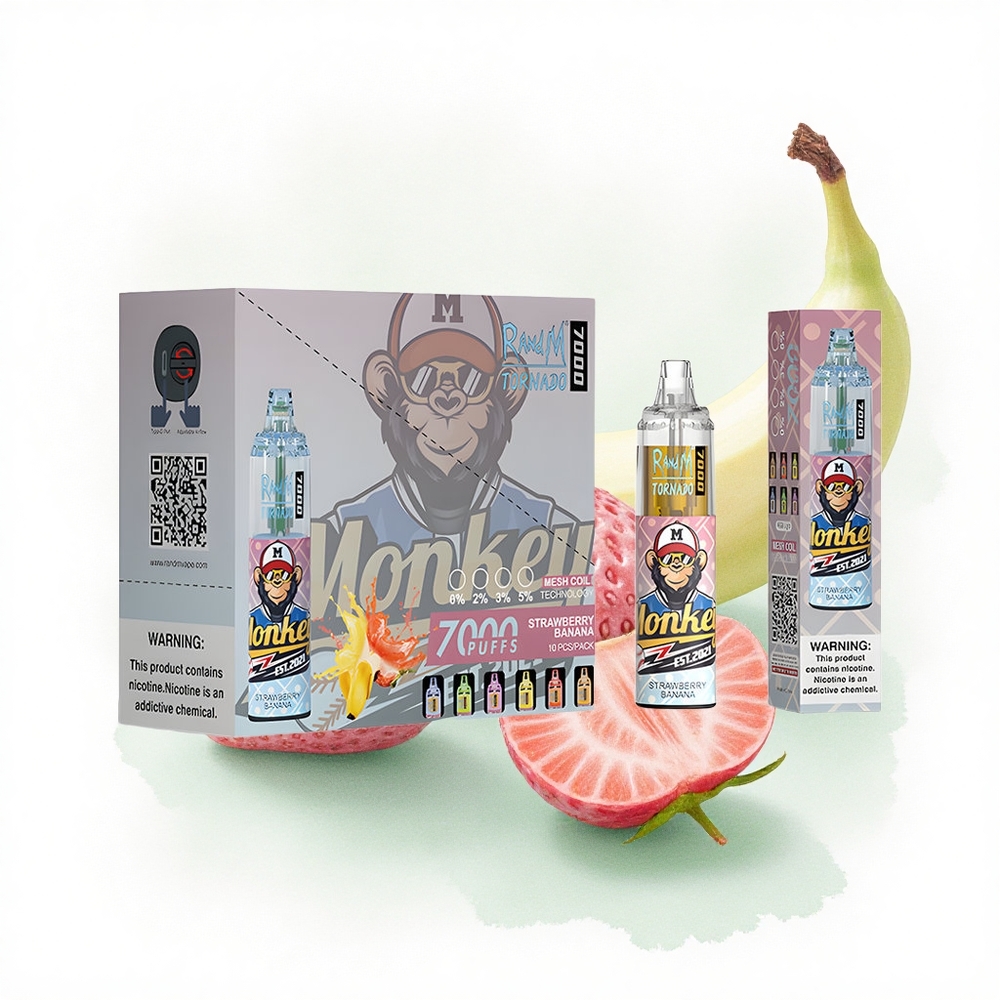 RandM Fumot Tornado 7000 Puffs Çilek Muz 850mAh Mesh Coil