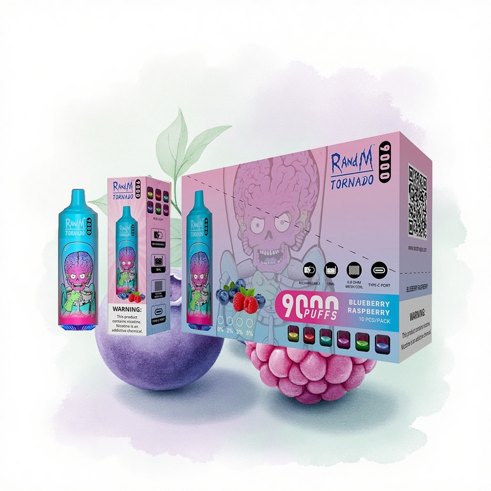 RandM Fumot Tornado 9000 Puffs Böğürtlen Ahududu 850 mAh 18 mL Mesh