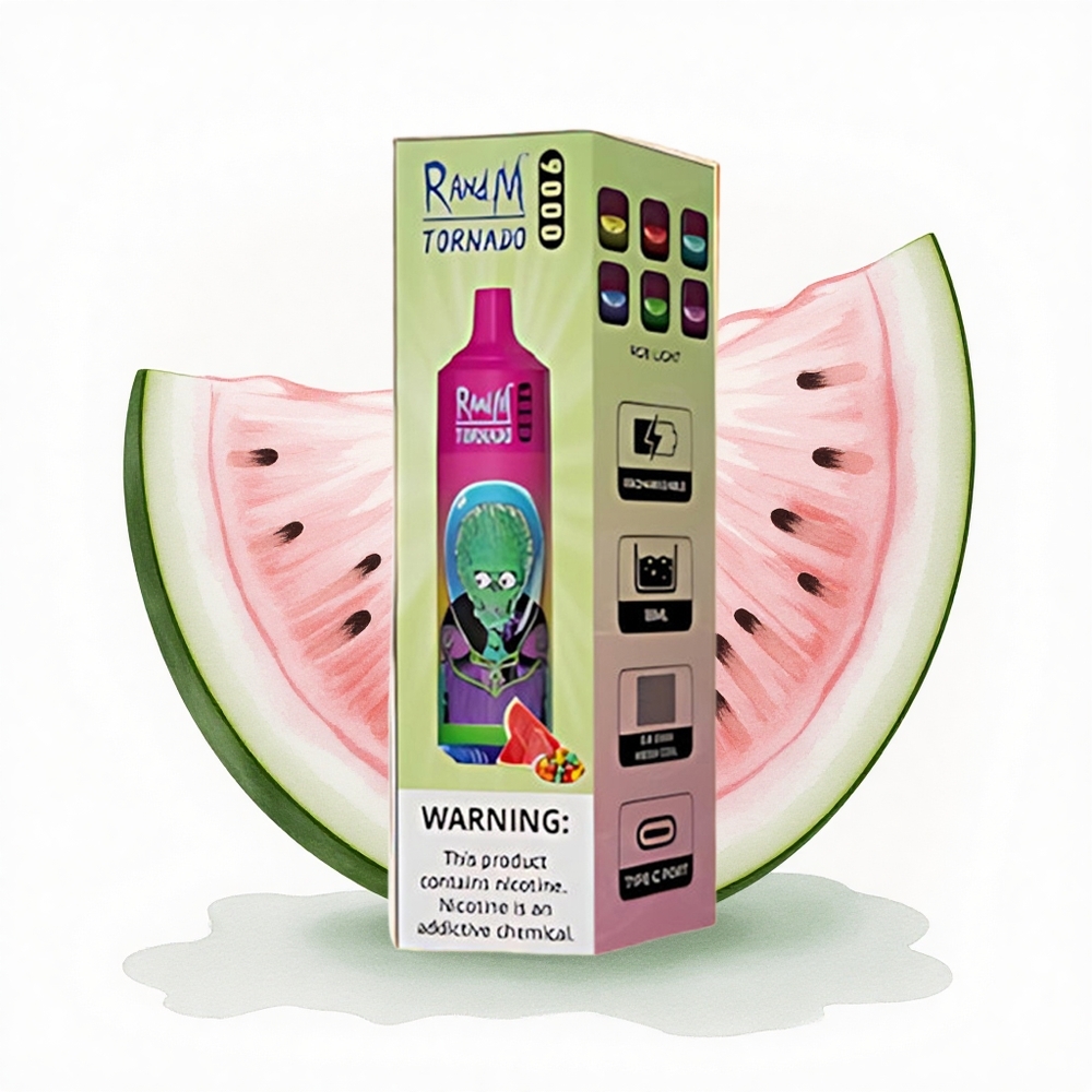 RandM Fumot Tornado 9000 Puffs Karpuzlu Bubble Gum 850 mAh 18 mL Mesh Coil