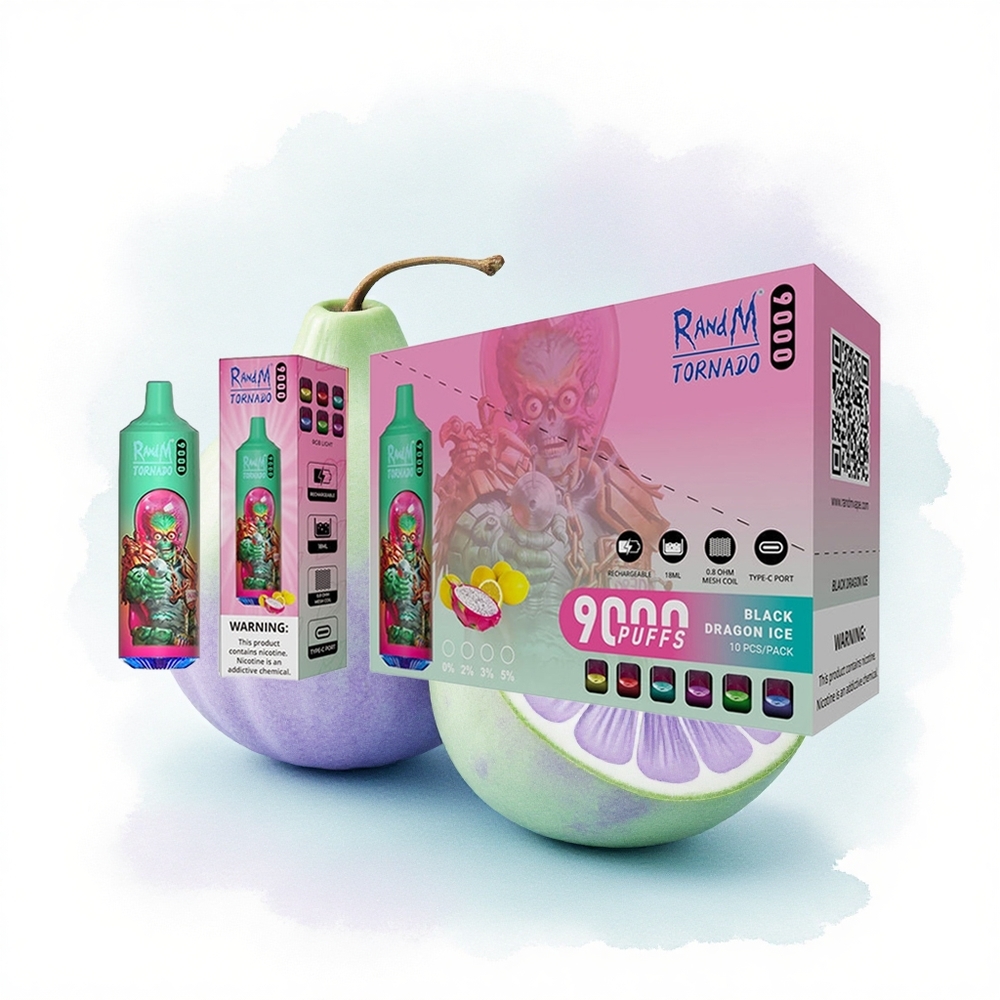 RandM Fumot Tornado 9000 Puffs Mavi Ahududu Kush 850 mAh 18 mL Mesh