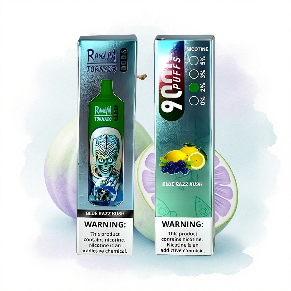 RandM Fumot Tornado 9000 Puffs Mavi Ahududu Kush 850 mAh 18 mL Mesh