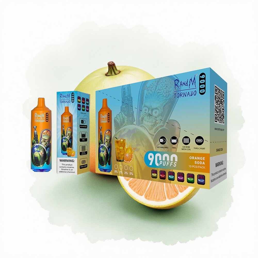 RandM Fumot Tornado 9000 Puffs Portakal Gazoz 850 mAh 18 mL Mesh Coil