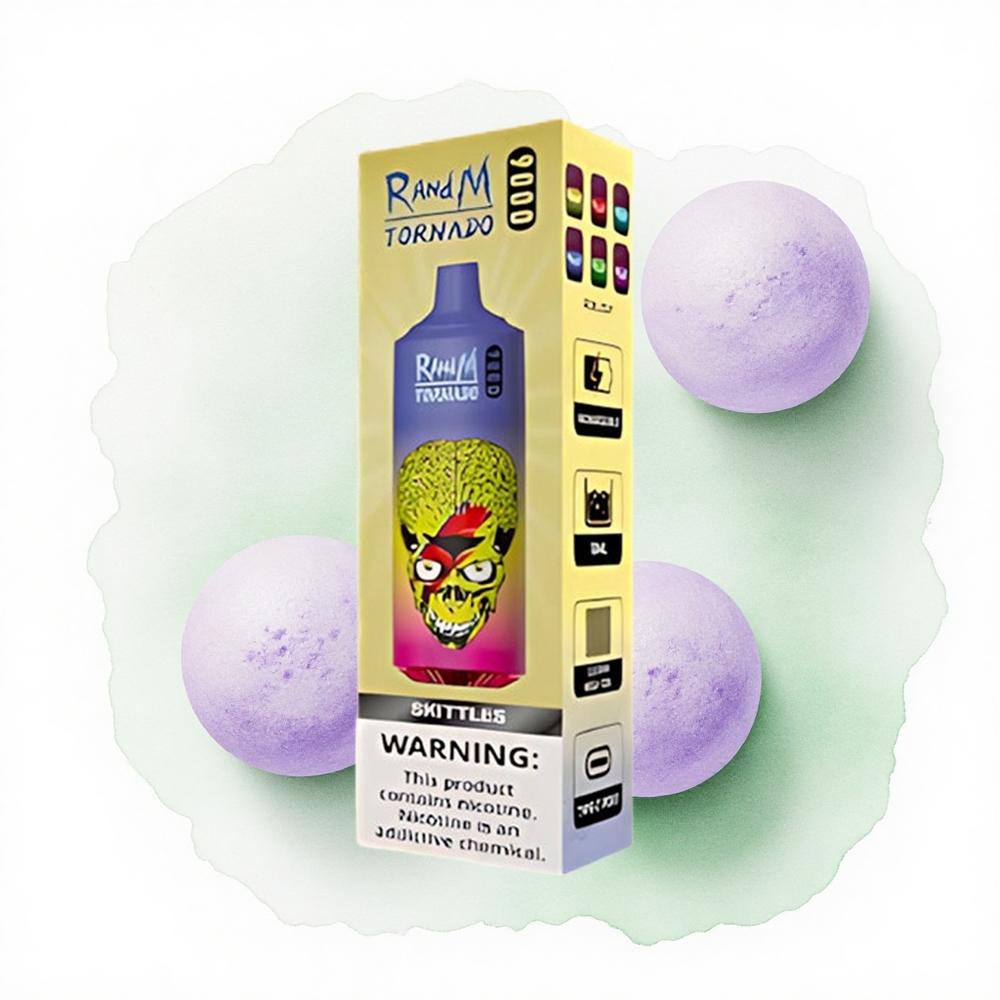 RandM Fumot Tornado 9000 Puffs Skittles 850 mAh Şarj Edilebilir 18 mL Ağ Örgülü Bobin