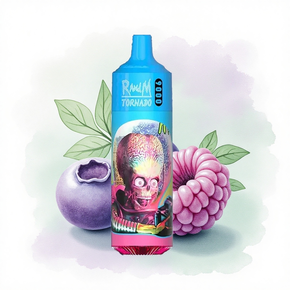 RandM Fumot Tornado 9000 Puffs Yaban Mersini Ekşi Ahududu 850 mAh Şarj Edilebilir 18 mL Meşe Bobini