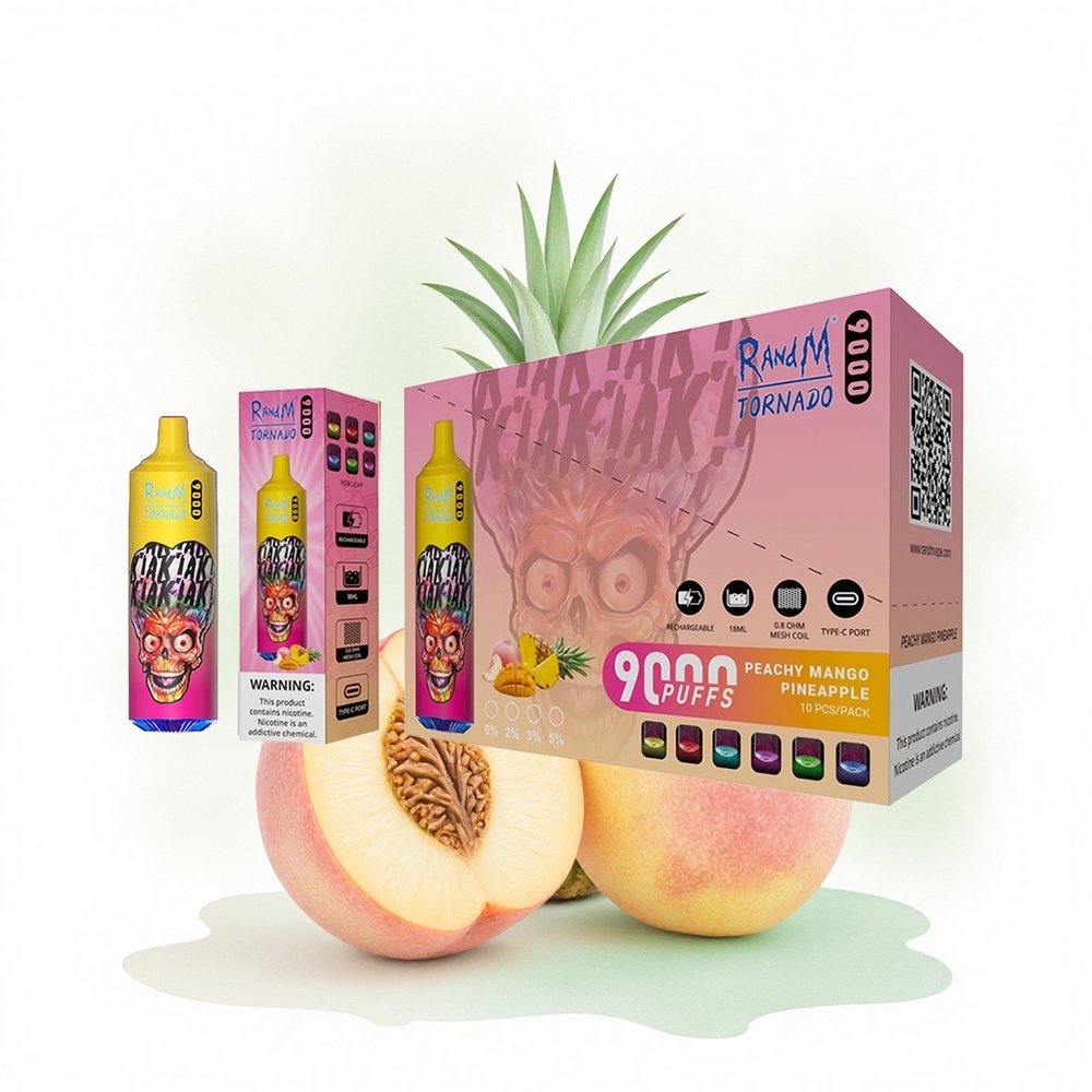 RandM Fumot Tornado 9000 Puffs Şeftali Mango Ananas 850 mAh 18 mL Mesh