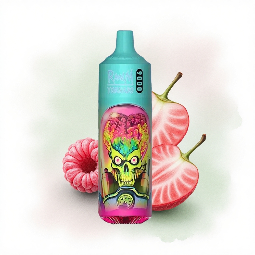 RandM Fumot Tornado 9000 Puffs Çilek Ahududu 850 mAh Şarj Edilebilir 18 mL Mesh Coil