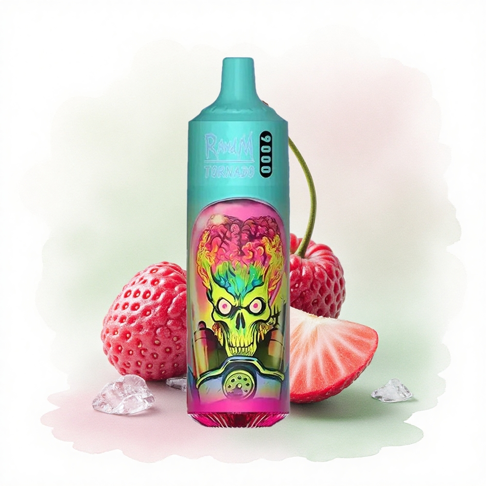 RandM Fumot Tornado 9000 Puffs Çilek Ahududu Kiraz Buz 850 mAh 18 mL Mesh