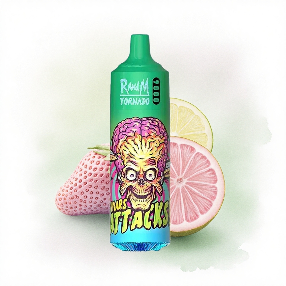 RandM Fumot Tornado 9000 Puffs Çilek Limonata 850 mAh Şarj Edilebilir 18 mL Ağ Örgülü Bobin