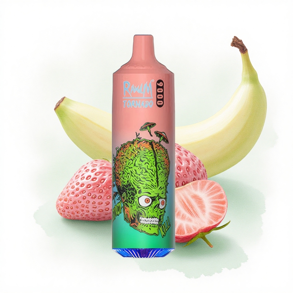 RandM Fumot Tornado 9000 Puffs Çilek Muzlu 850 mAh RGB Ekranlı