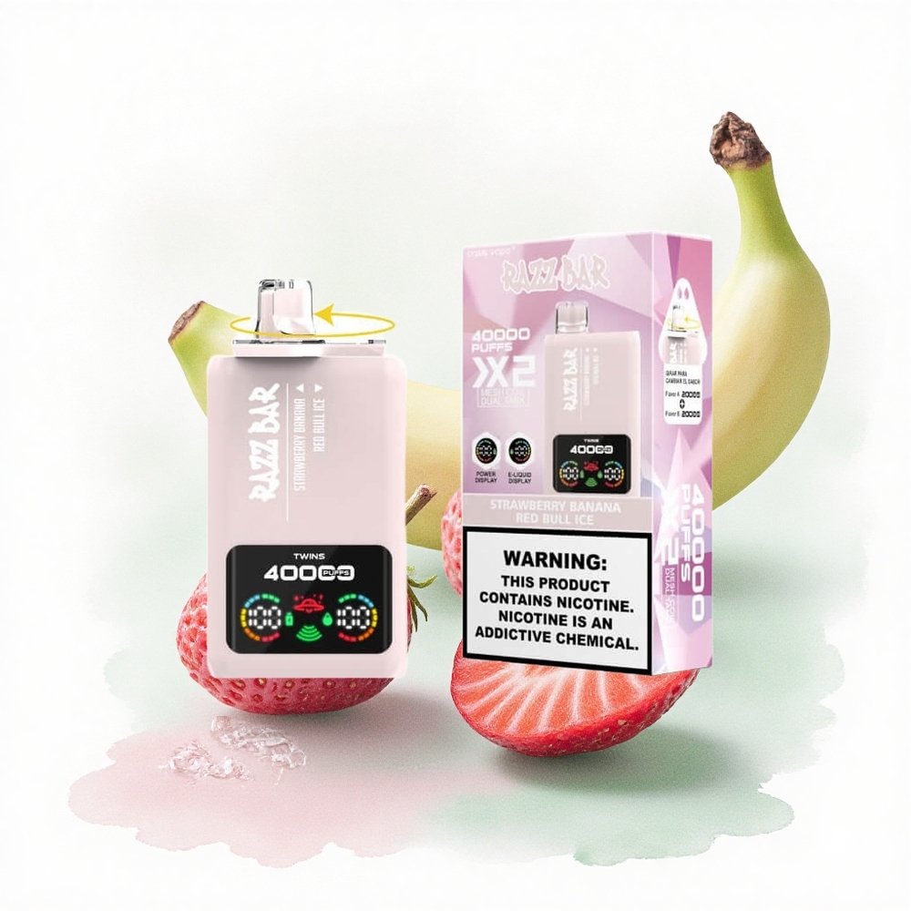 Razz Bar 40000 Puffs Çilek Muz - Red Bull Buz Nikotin %2 650mAh Mesh Serisi
