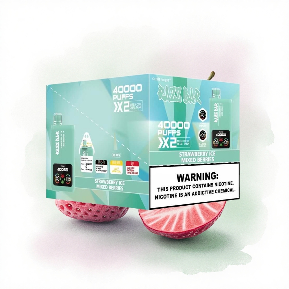 Razz Bar 40000 Puffs Çilekli Buz - Karışık Meyveler Tip-C Port 650 mAh Nikotin %2,%5