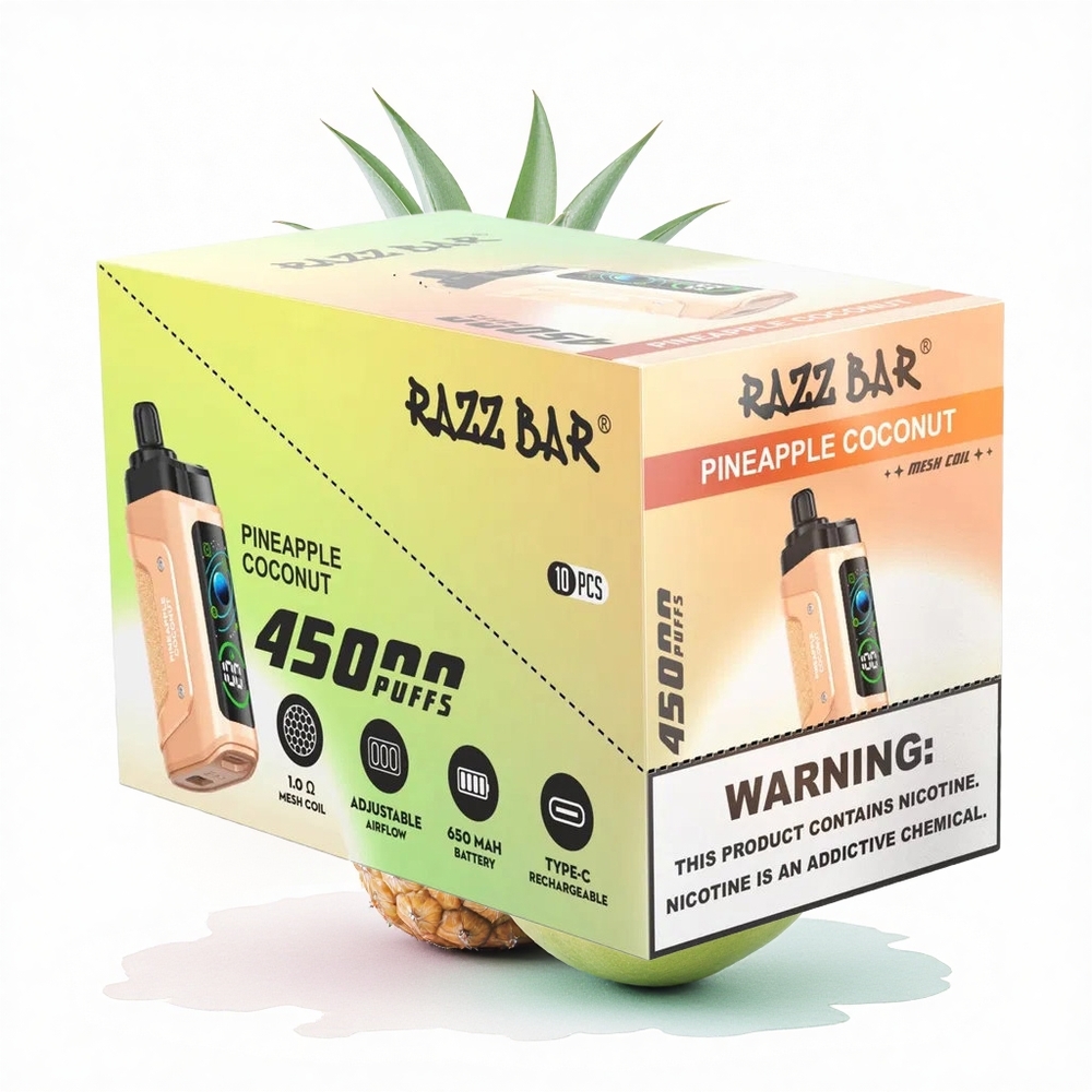 Razz Bar 45000 Puffs Ananas Hindistan Cevizi 20 mg Nikotin Tip-C Şarjlı 650 mAh