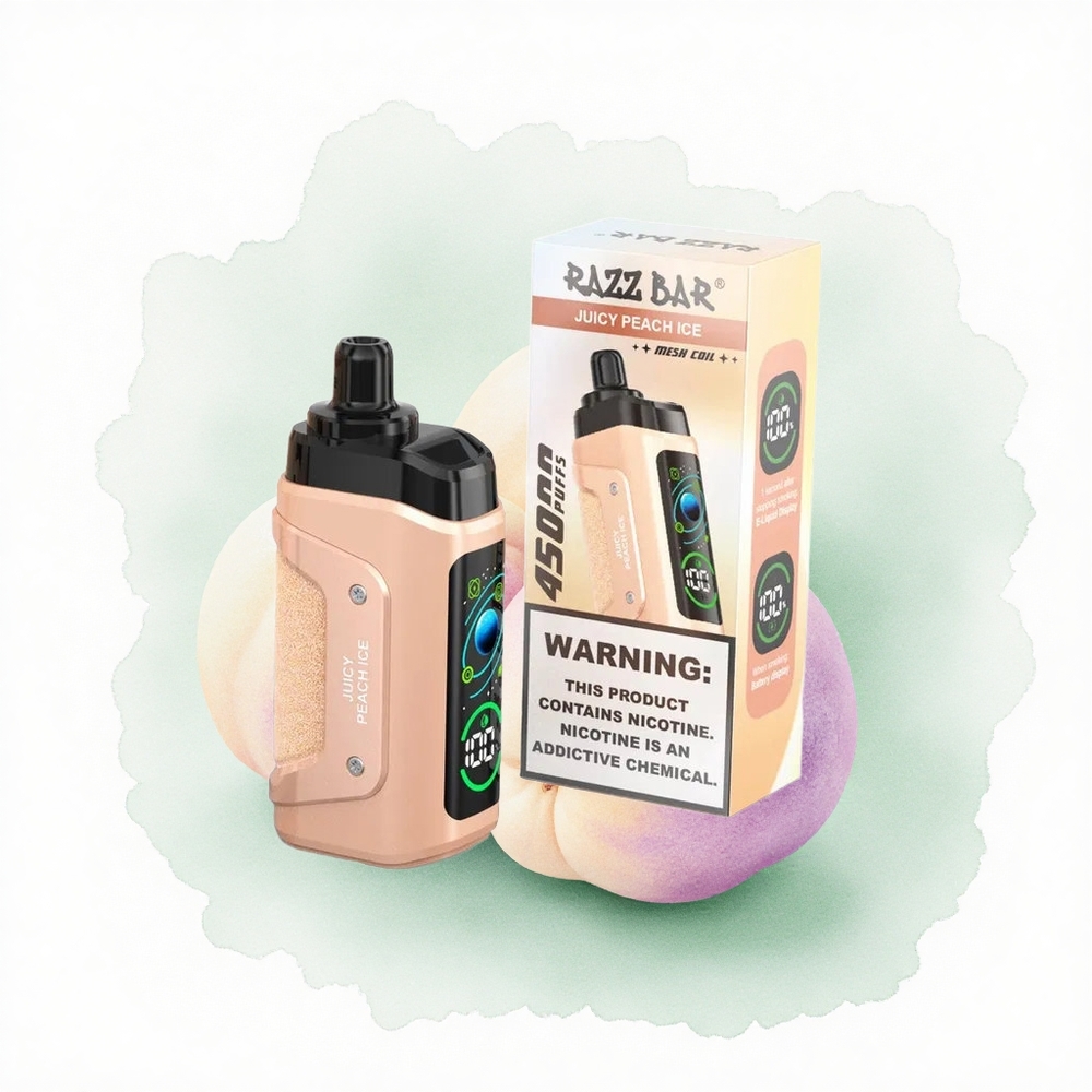 Razz Bar 45000 Puffs Sulu Şeftali Buz 1.0 Ohm Mesh Coil 20 mg/ml Nikotin