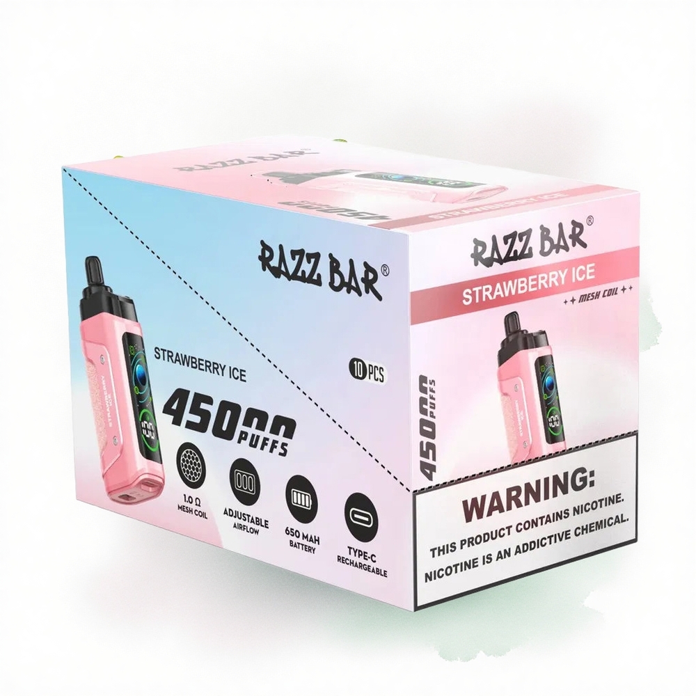 Razz Bar 45000 Puffs Çilek Buz 20 mg Nikotin 650 mAh