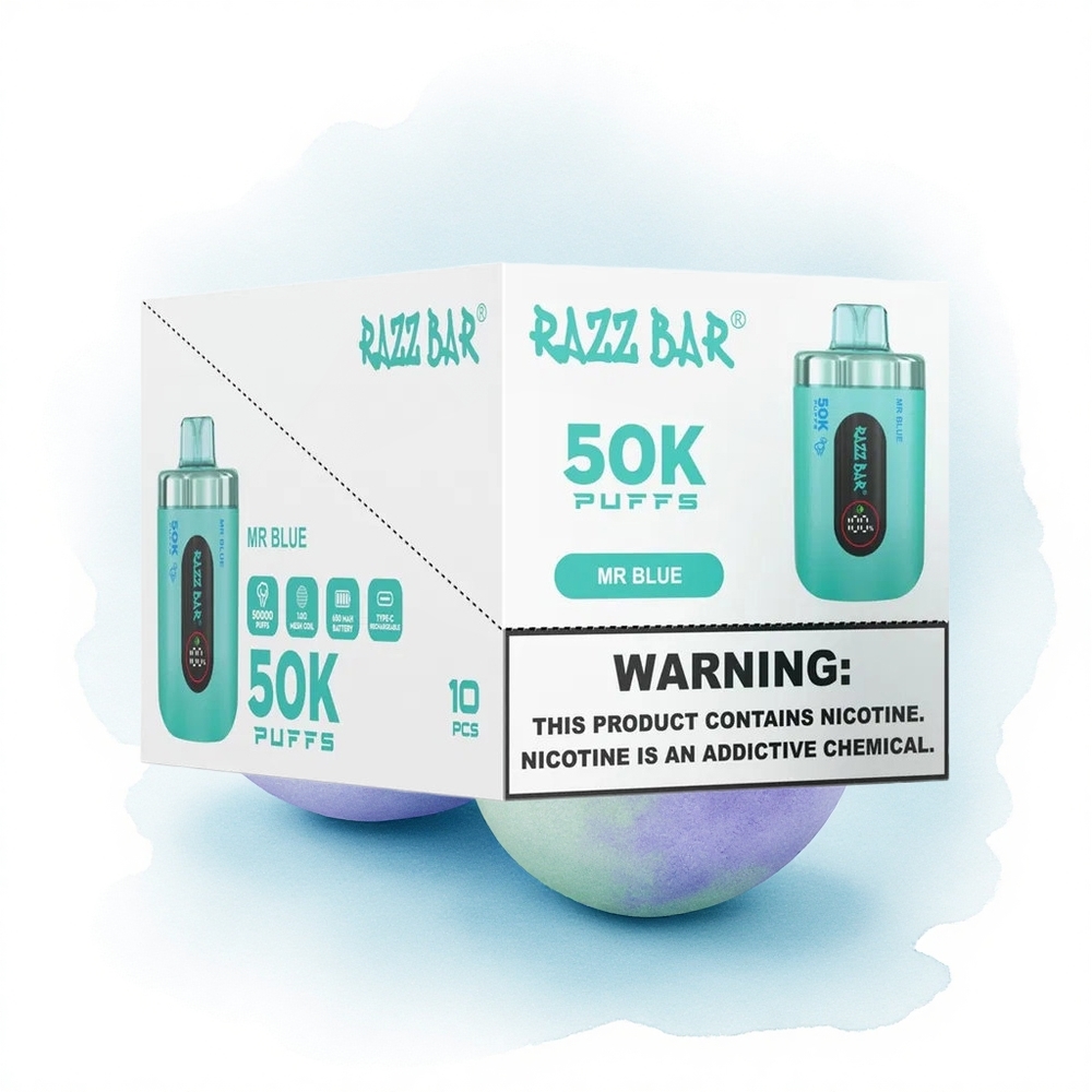 Razz Bar 50K Puffs Mavi 650 mAh 1.0 Ohm Nikotin