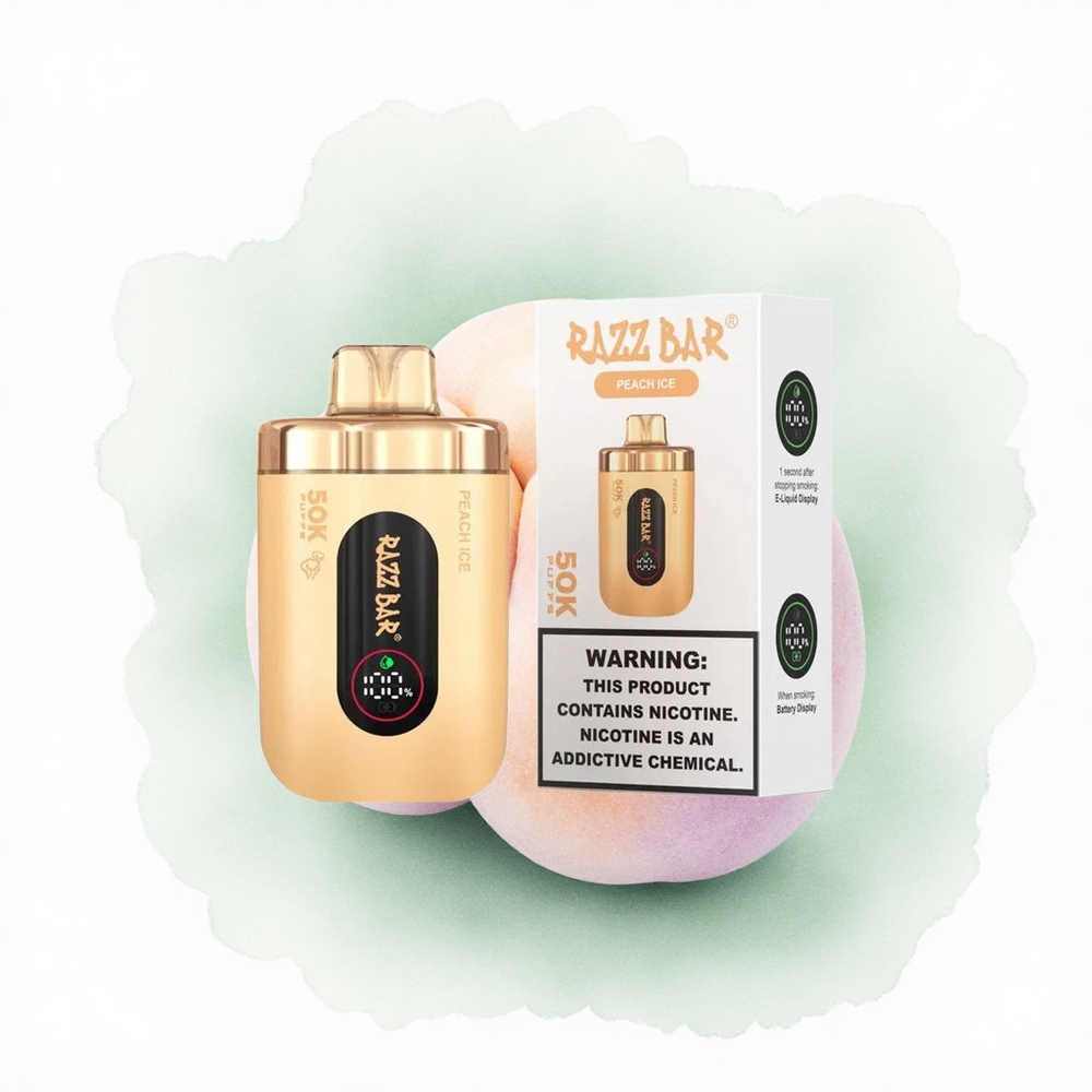 Razz Bar 50K Puffs Şeftali Buz 1.0 Ohm Mesh 650 mAh