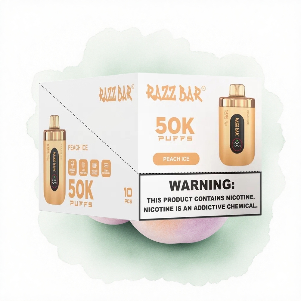 Razz Bar 50K Puffs Şeftali Buz 1.0 Ohm Mesh 650 mAh