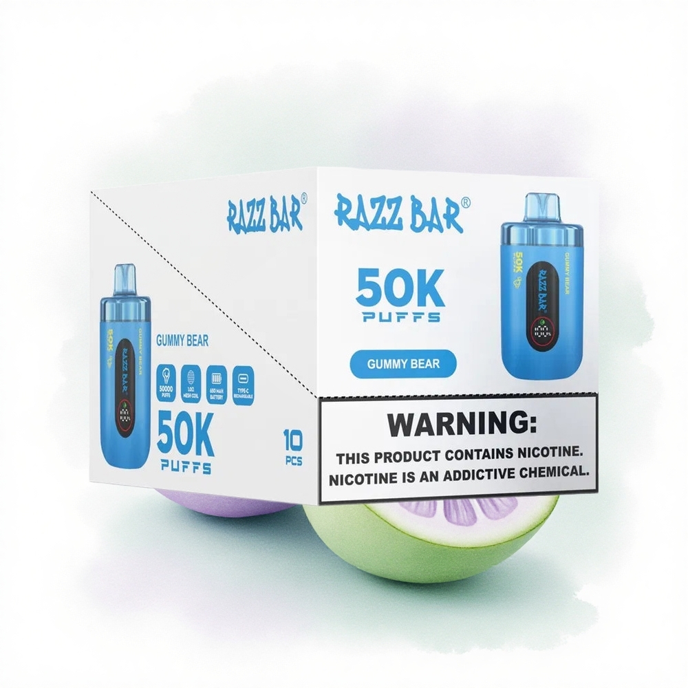 Razz Bar 50K Puffs Şekerli Ayı 1.0 Ohm Mesh 650 mAh 2% Nikotin