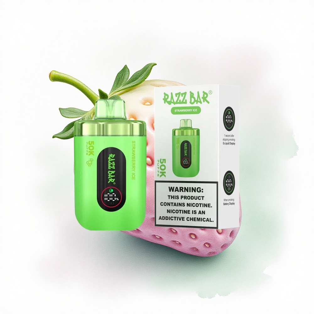 Razz Bar 50K Puffs Çilek Buz 650 mAh 2% Nikotin