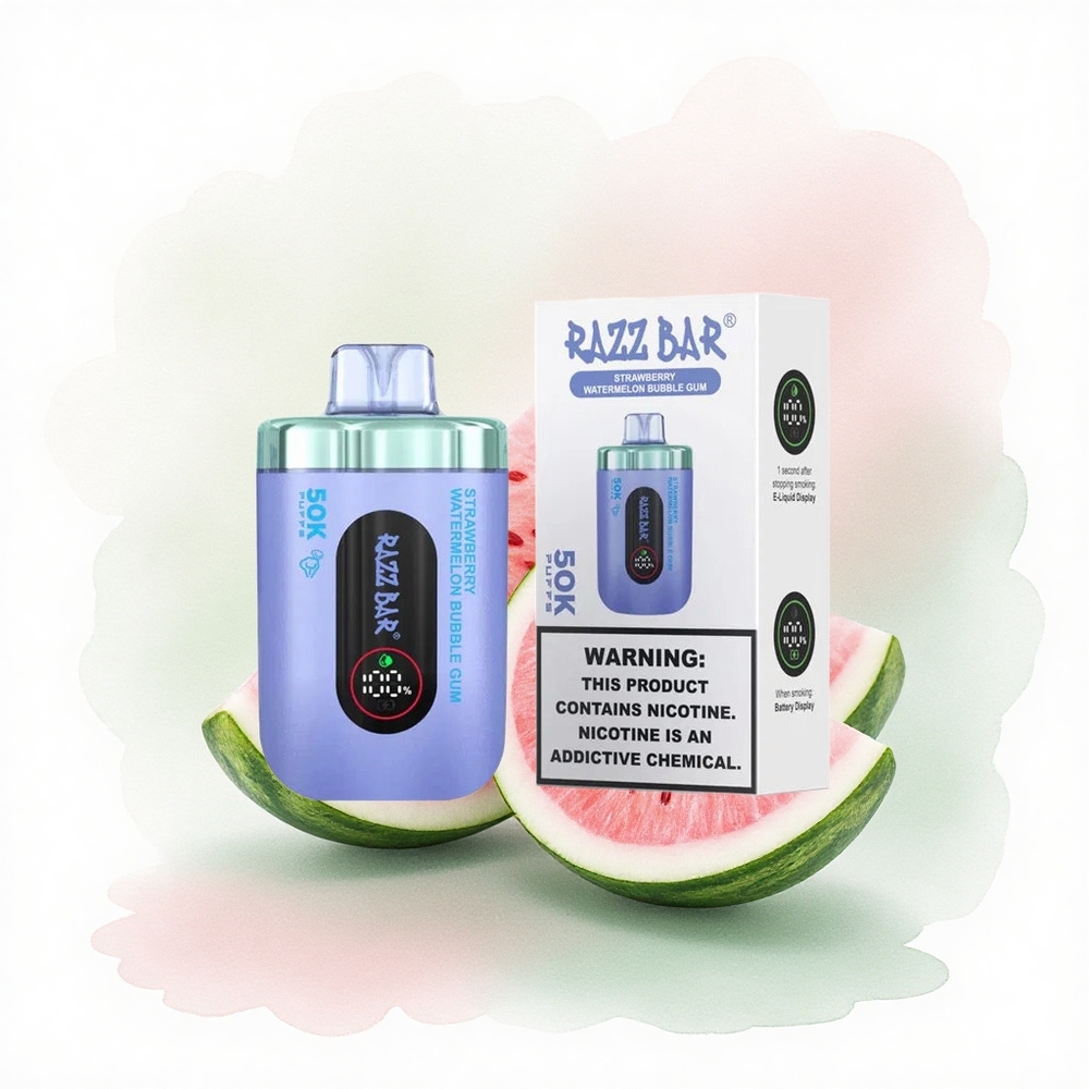 Razz Bar 50K Puffs Çilek Karpuzlu Aromalı Şişme Sakız %2 Nikotinli 650 mAh