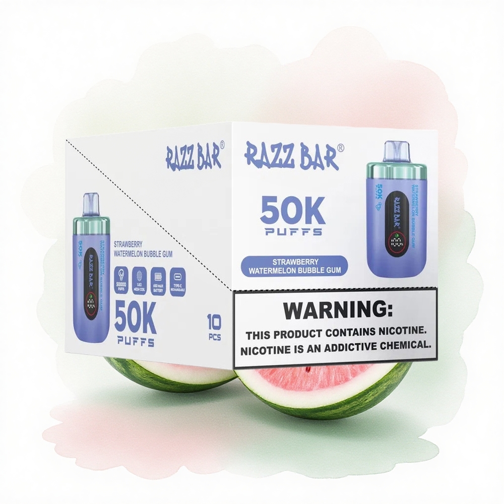 Razz Bar 50K Puffs Çilek Karpuzlu Aromalı Şişme Sakız %2 Nikotinli 650 mAh