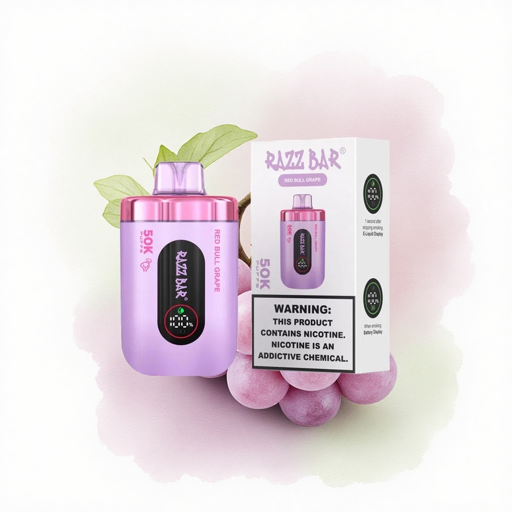 Razz Bar 50K Puffs Üzüm Enerji 1.0 Ohm Mesh 650 mAh 2% Nikotin