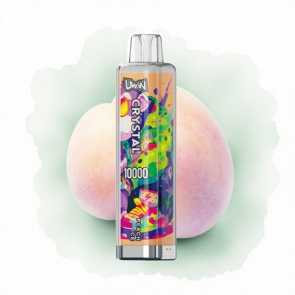 Uwin Crystal 10000 Puffs Şeftali Buz 5% Nikotin RGB Işık 650mAh