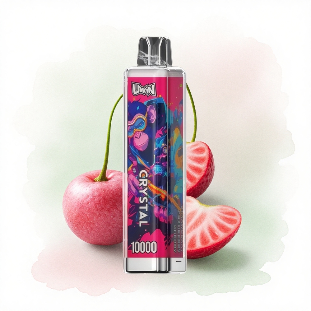 Uwin Crystal 10000 Puffs Çilek Kızılcık Kiraz RGB Işık 650mAh 18ml 0.8 Ohm