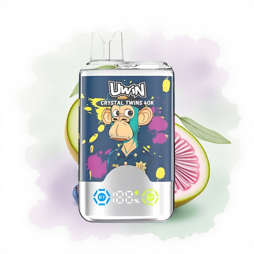 Uwin Crystal Twins 40000 Puffs Kivi Çarkıfelek Meyvesi Guava Yaban Mersini Ahududu 0.6 Ohm 850mAh