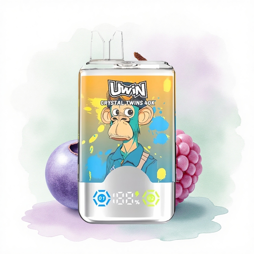 Uwin Crystal Twins 40000 Puffs Yaban Mersini Ahududu Kiraz Buz 0.6 Ohm 850mAh Tip-C