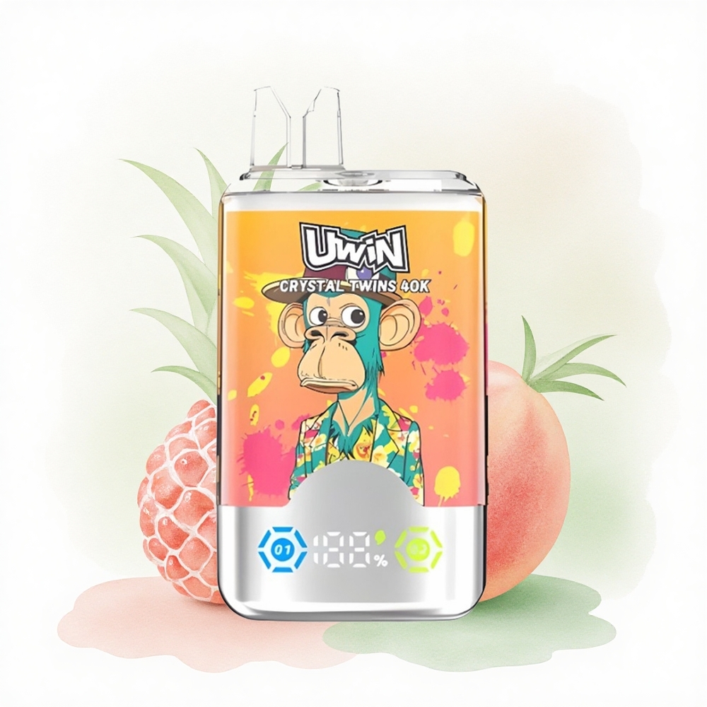 Uwin Crystal Twins 40000 Puffs Şeftali Mango Ananas Red Bull 32ml 850mAh Tip-C