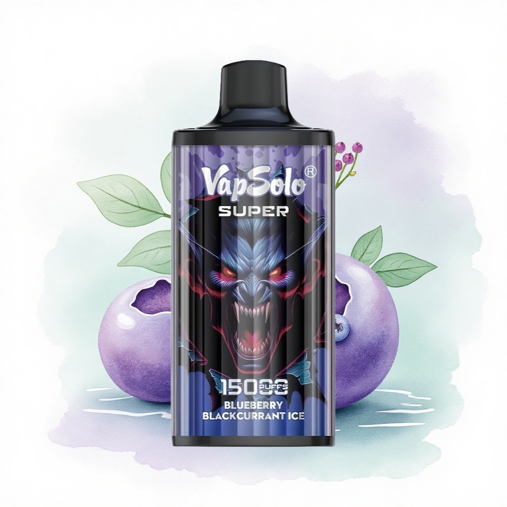 Vapsolo Super 15000 Puffs Yaban Mersini Kuş Üzümü Buz 40ml Nikotinli 850mAh
