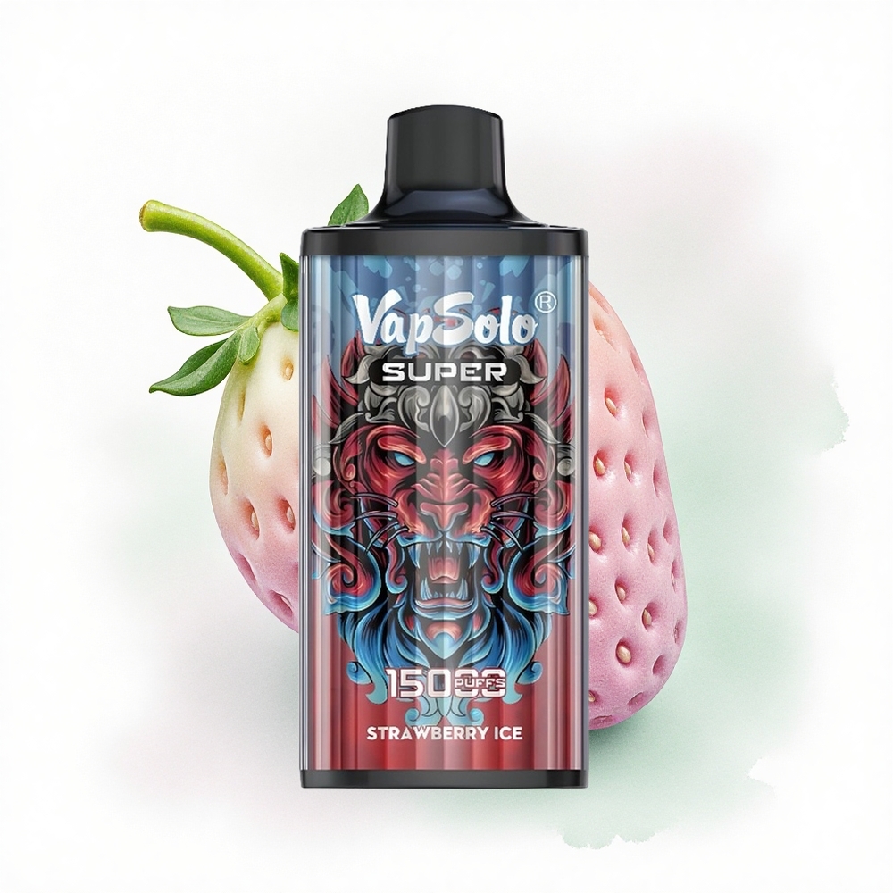 Vapsolo Super 15000 Puffs Çilek Buz 40ml 20mg Nikotin 850mAh