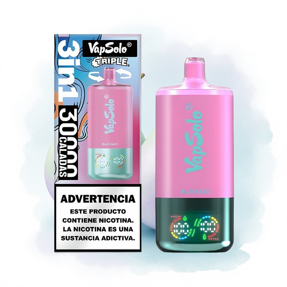 Vapsolo Triple 30000 Puffs Mavi Ahududu 40ml Nikotin 20mg Tip-C