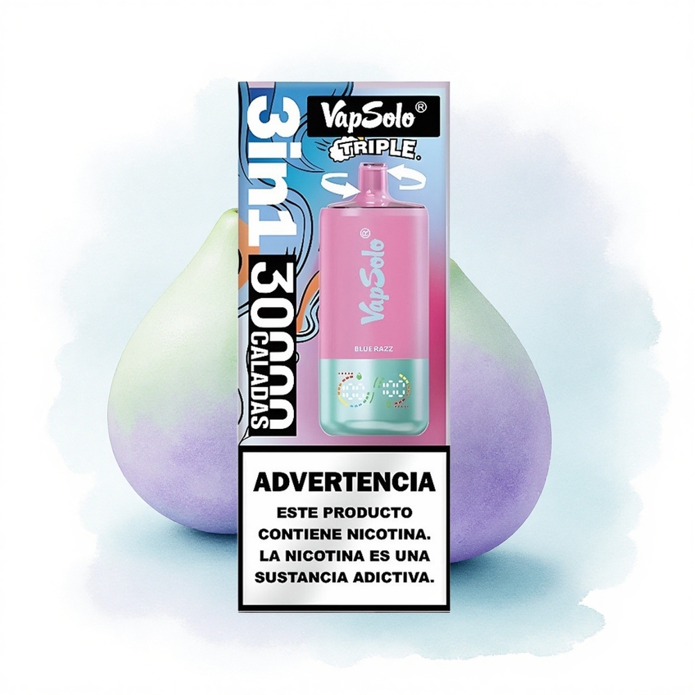 Vapsolo Triple 30000 Puffs Mavi Ahududu 40ml Nikotin 20mg Tip-C