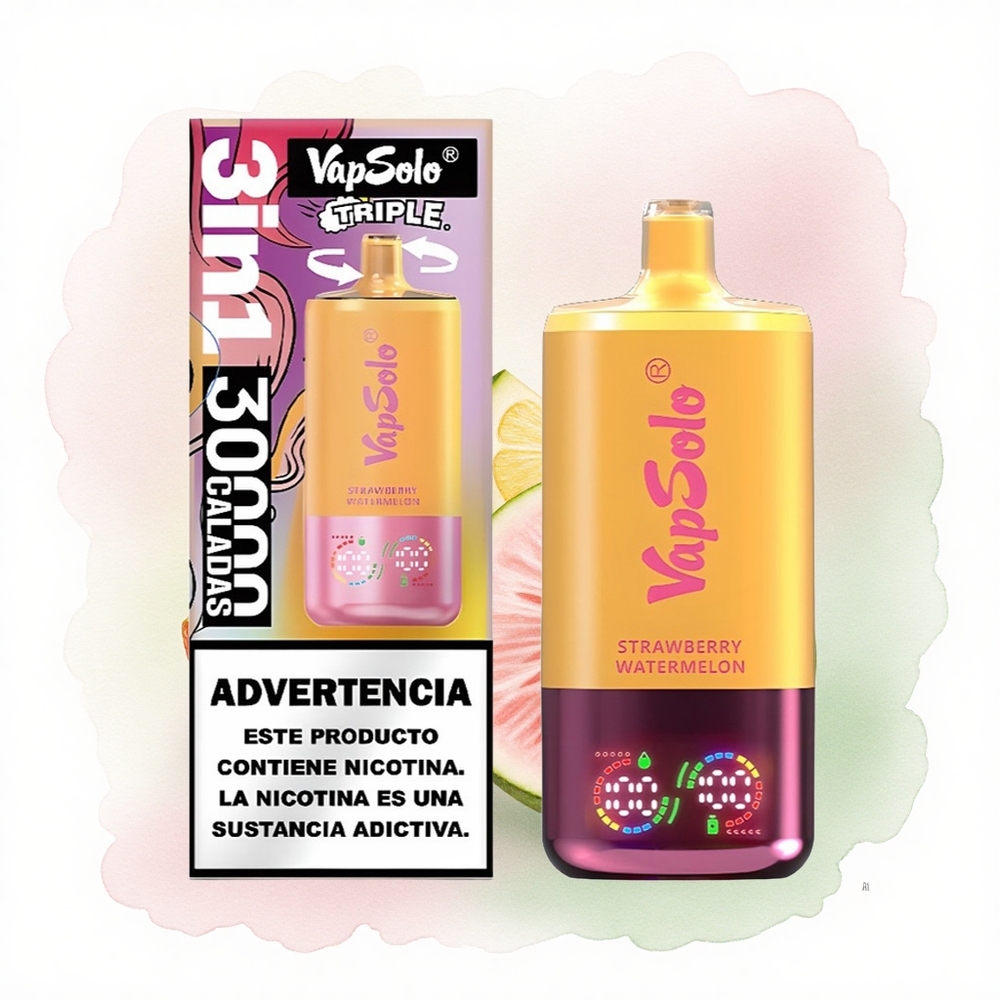 Vapsolo Triple 30000 Puffs Çilek Karpuz & Limon Şeftali 40ml Nikotinli Type-C