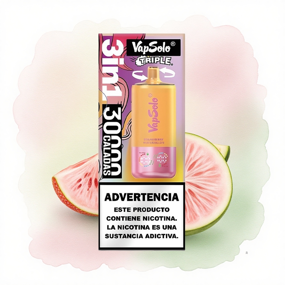 Vapsolo Triple 30000 Puffs Çilek Karpuz & Limon Şeftali 40ml Nikotinli Type-C