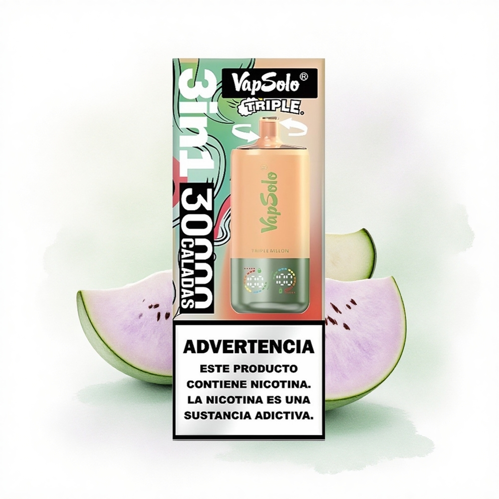 Vapsolo Triple 30000 Puffs Üçlü Kavun 40ml Tip-C