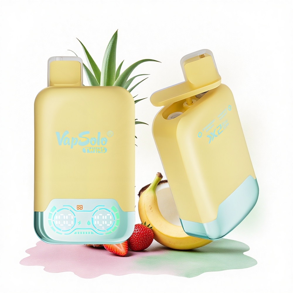 Vapsolo Twins 20000 Puffs Ananas Hindistan Cevizli & Çilek Muzlu 40 ml Nikotinli Tip-C Şarj