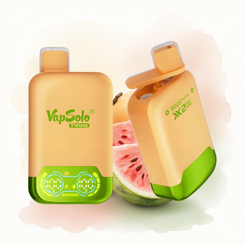 Vapsolo Twins 20000 Puffs Portakal Mango Karpuz & Red Bull 40ml Çift Tank Tip-C