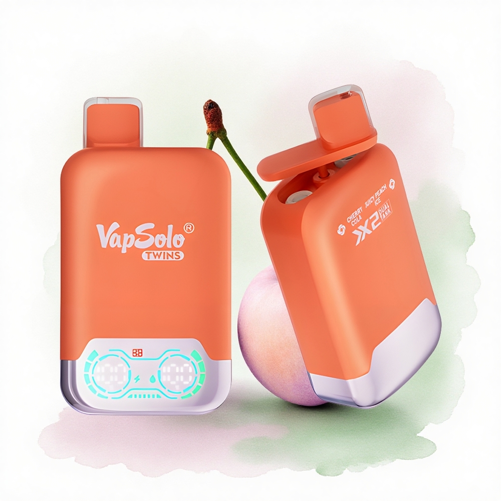 Vapsolo Twins 20000 Puffs Vişne Kola & Şeftali Buz 40ml Nikotinli Tip-C